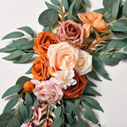 Boho Wedding Arch Flowers Kit with Rose Eucalyptus Garland & Drapes | Wedding Ceremony Backdrop & Welcome Sign Decor in Gold White Blue Red Pink Purple