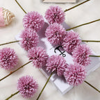 Artificial Chrysanthemum Ball Flowers 6pcs | Wedding Centerpiece Party Home Garden & DIY Decor in White Pink Purple 8 Colors