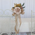 Flower pew decorations 2pcs with eucalyptus and styled for wedding aisle church by IPOPU