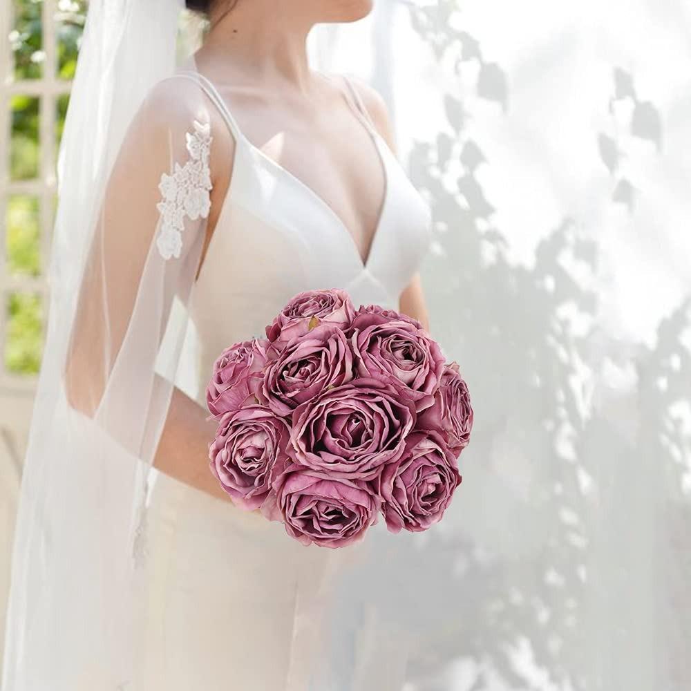 Artificial Rose Heads Bulk 20pcs | Wedding Centerpiece Valentine's Day Home Decor & DIY Crafts in 12 Colors