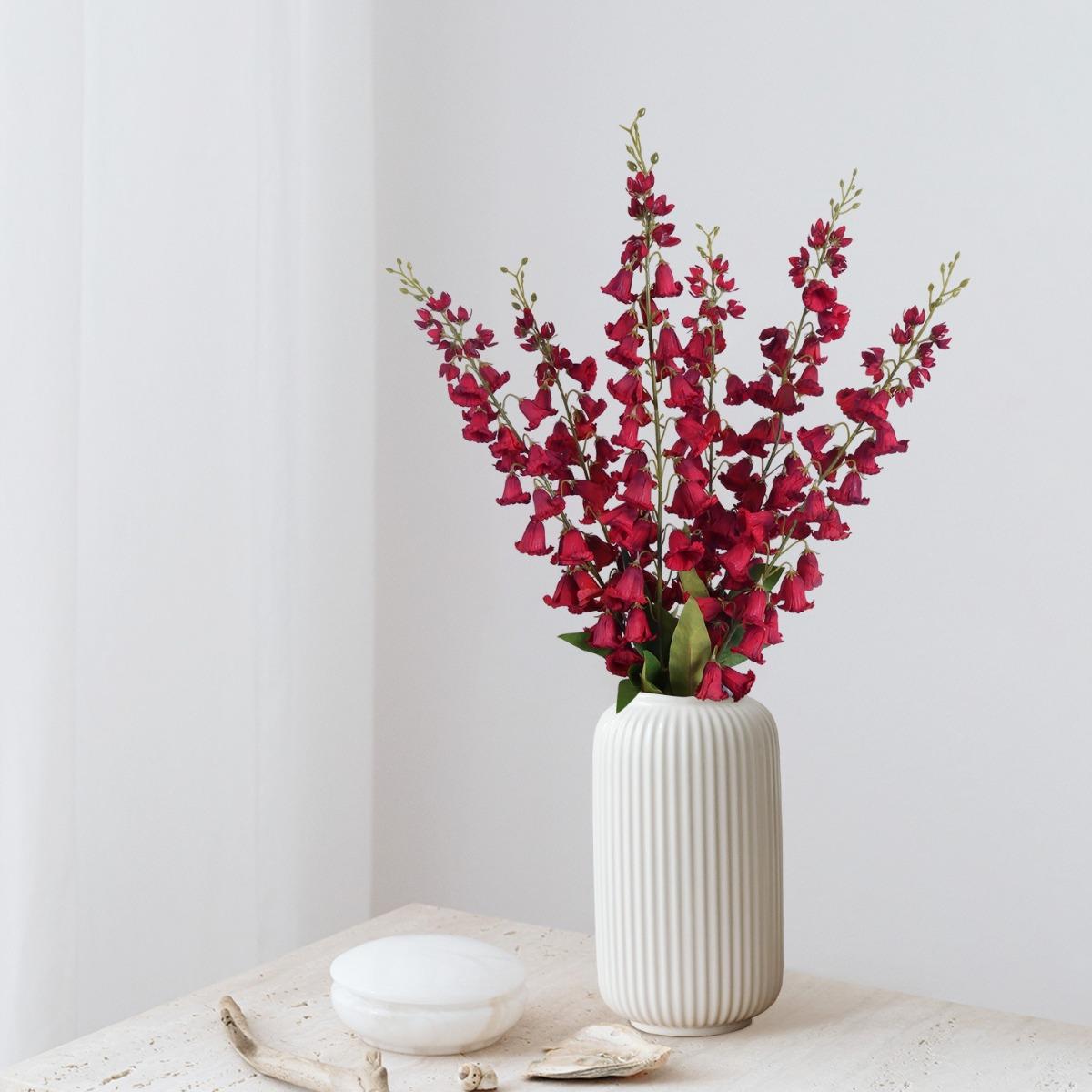 Artificial Lily of the Valley Bouquet 6pcs 37in | Wedding Bridal Party Garden Floor Vase & Home Decor in Beige Pink White Purple Red