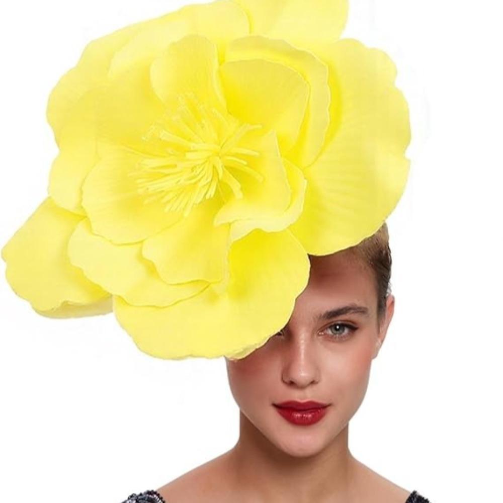 Large Flower Fascinator Hat with Headband & Clip | Tea Party Wedding Derby Cocktail Headwear in 7 Colors