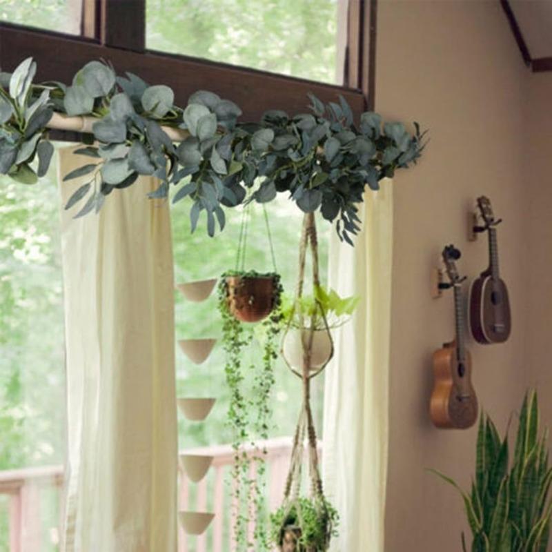 Artificial Willow Eucalyptus Rattan Wall Hanging Set of 2 | Wedding Backdrop Boho Home Decor Style A & B