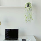 Artificial Hanging Potted Plants | Home Office Bedroom Kitchen Patio Bathroom Bookshelf Indoor & Outdoor Decor in Green Light Green