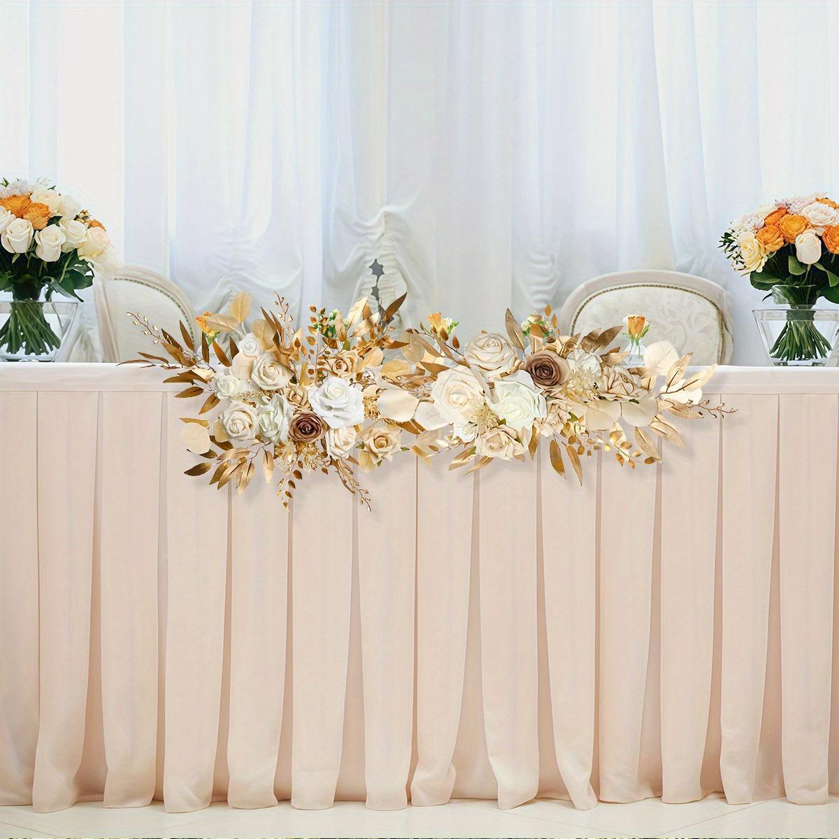 Boho Wedding Arch Garland Set of 2 | Eucalyptus Willow & Fabric Flowers for Indoor Outdoor Ceremony Decor