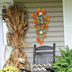 Sunflower pumpkin maple leaf door swag arranged for autumn fall front by IPOPU