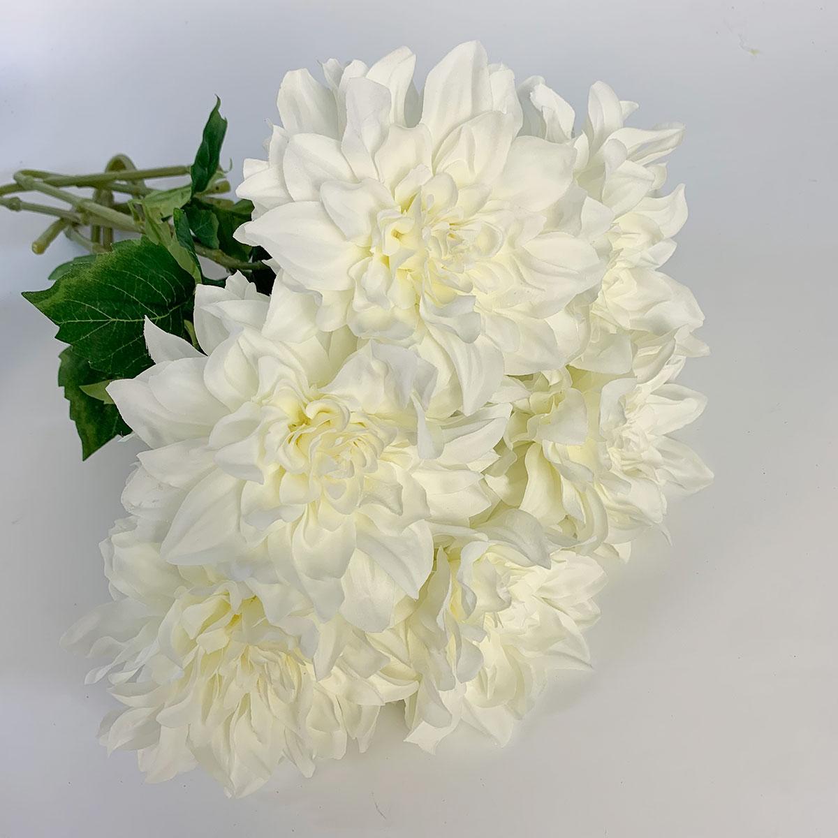 Artificial Dahlia Flowers | Chinese Pastoral Style Realistic Faux Blooms for Home Garden Interior & Commercial Decor in White Pink