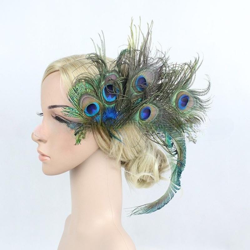 Peacock Feather Fascinator Hair Clip | Rhinestone Hairpin for Cocktail Party Wedding Women & Girls