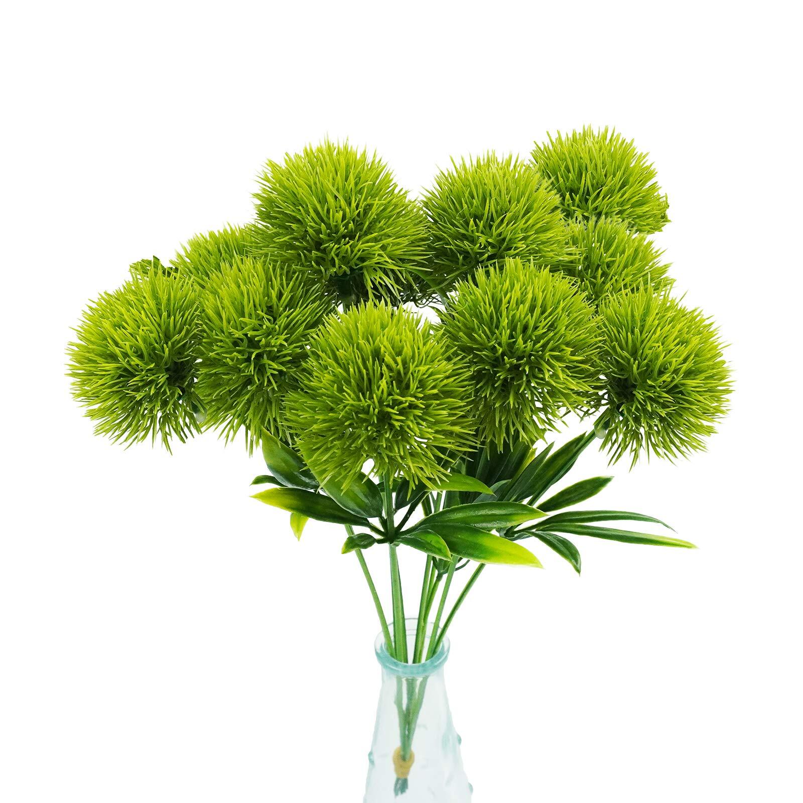 Artificial Dandelion Flower Bush | Wedding Bouquet Home Garden Party Decor in White Green Purple