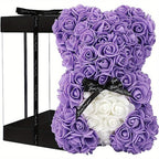 Forever Rose Bear with Black Ribbon Colorblock Gift Box Set for Valentine's Day