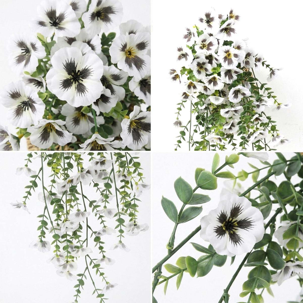Hanging Artificial Potted Faux Eucalyptus Plants and Flowers for Modern Boho Farmhouse Bathroom Office Desk Wall Book Shelf Living Room Aesthetic Decor Indoor