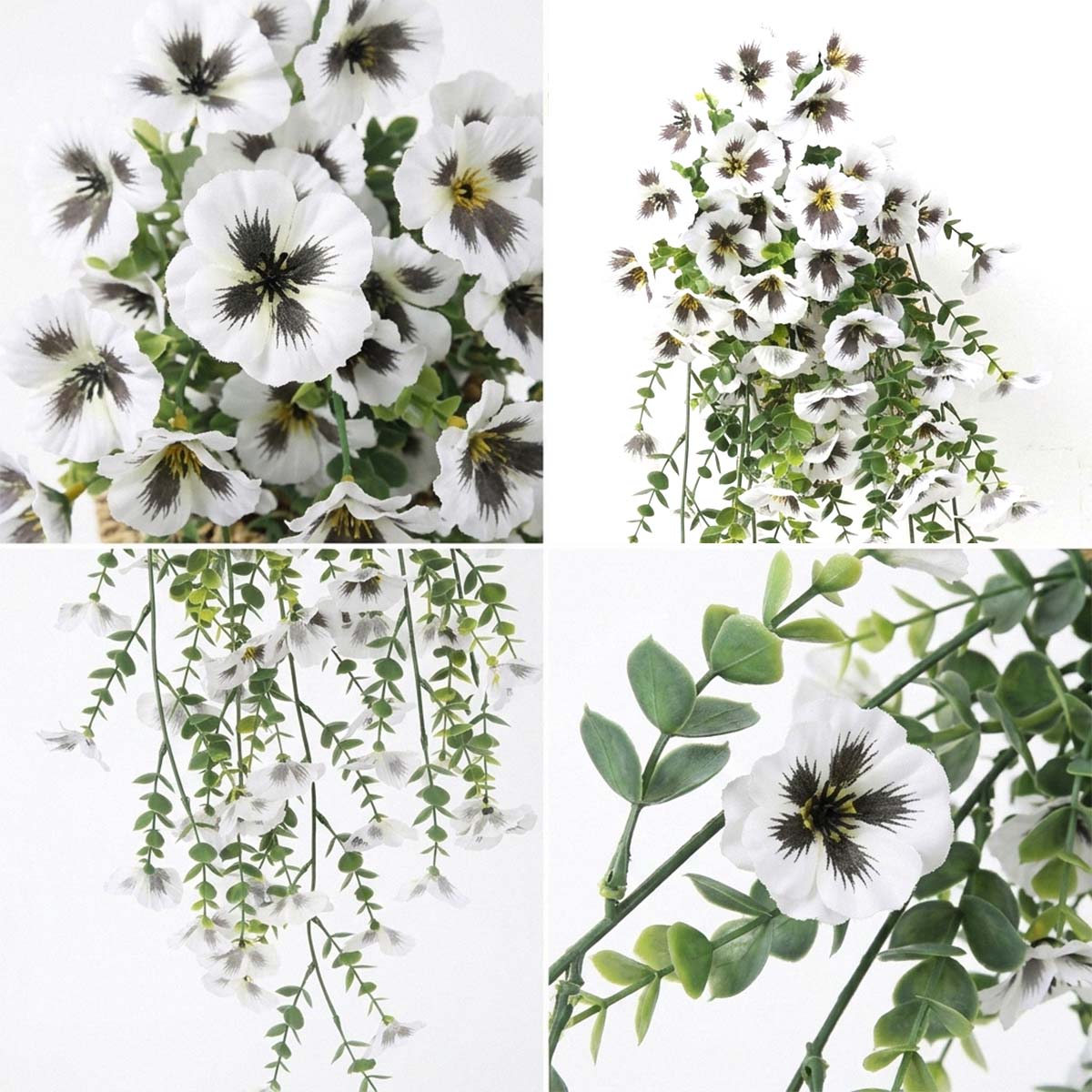 Hanging Artificial Potted Faux Eucalyptus Plants and Flowers for Modern Boho Farmhouse Bathroom Office Desk Wall Book Shelf Living Room Aesthetic Decor Indoor