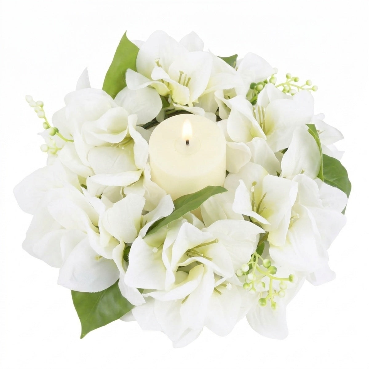 Floral Candle Wreath Rings | Artificial Bougainvillea Candle Rings for Wedding Table Centerpiece Home Decor