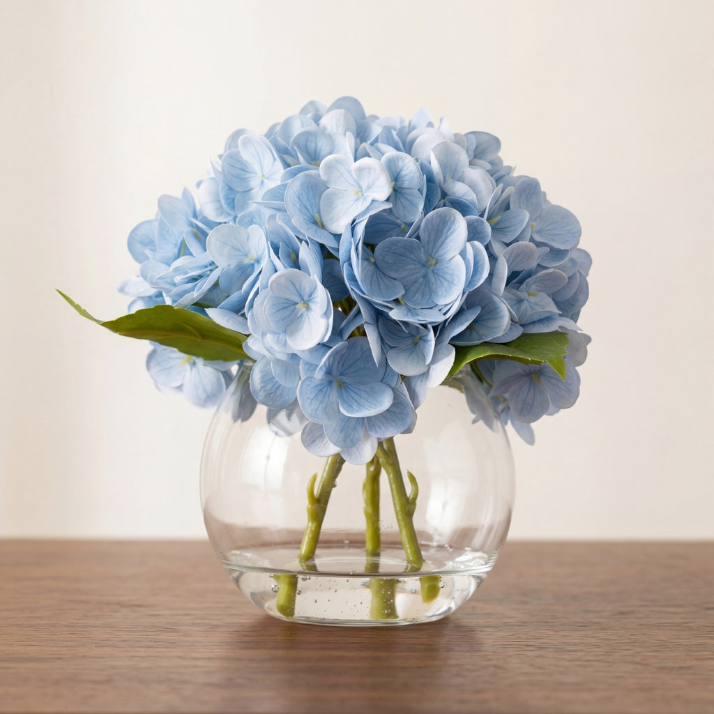 Artificial Hydrangea Flowers in Vase | Premium Faux Hydrangea for Home Decor Coffee Table Wedding DIY