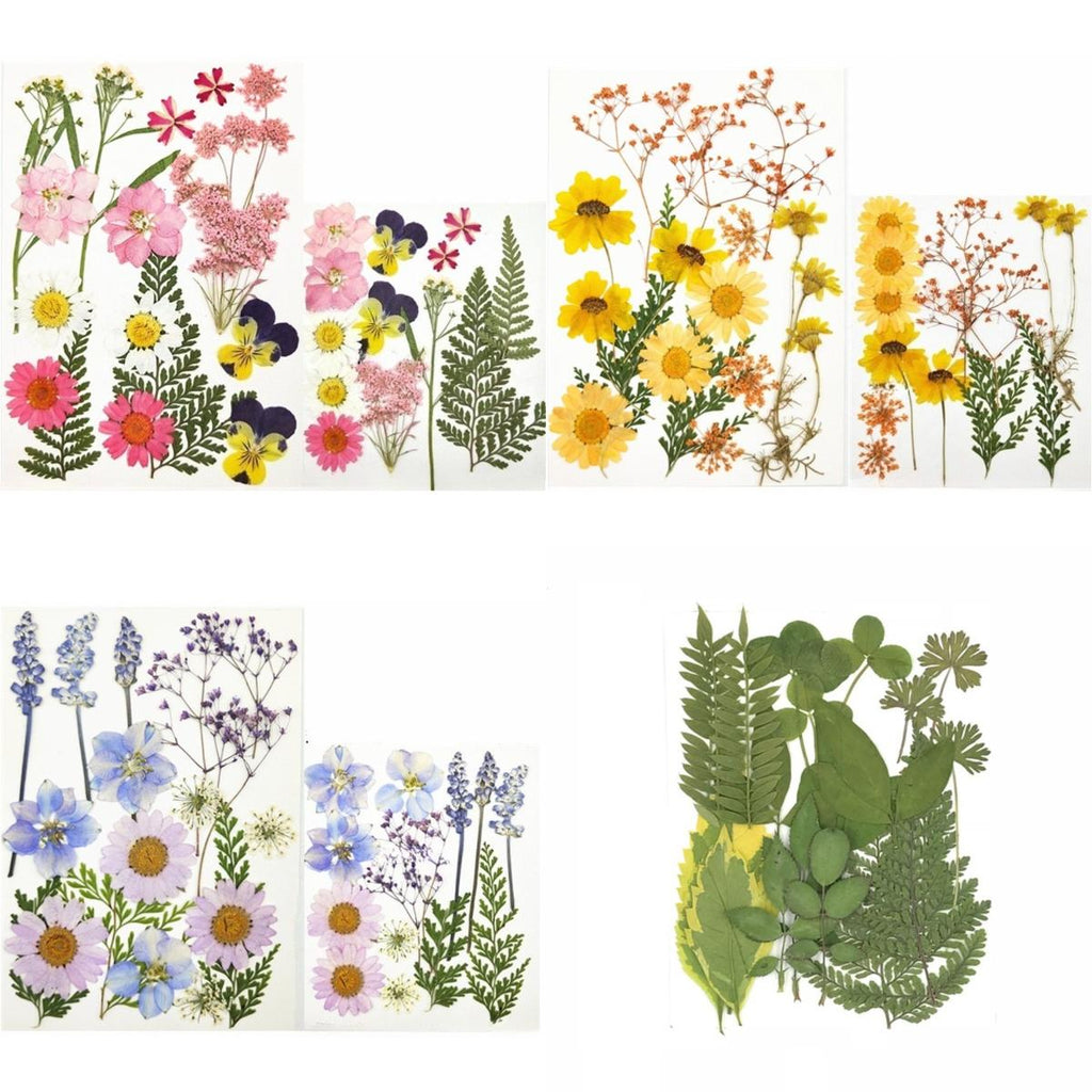 Natural dried flowers dry leaves 4pcs set for resin molds epoxy jewelry candle soap DIY art craft