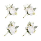 White boutonniere 4pcs artificial flower for wedding prom homecoming graduation