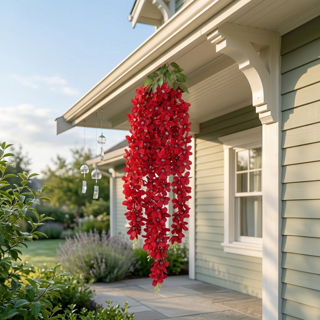 Wisteria Hanging Flowers Dense Faux Vine Garland 2pcs | 6 Colors for Wedding Arch Backdrop Home Party & Wall Decor