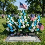 Cemetery Flowers Memorial Rose Bouquets With Cemetery Vase for memorial decor by IPOPU