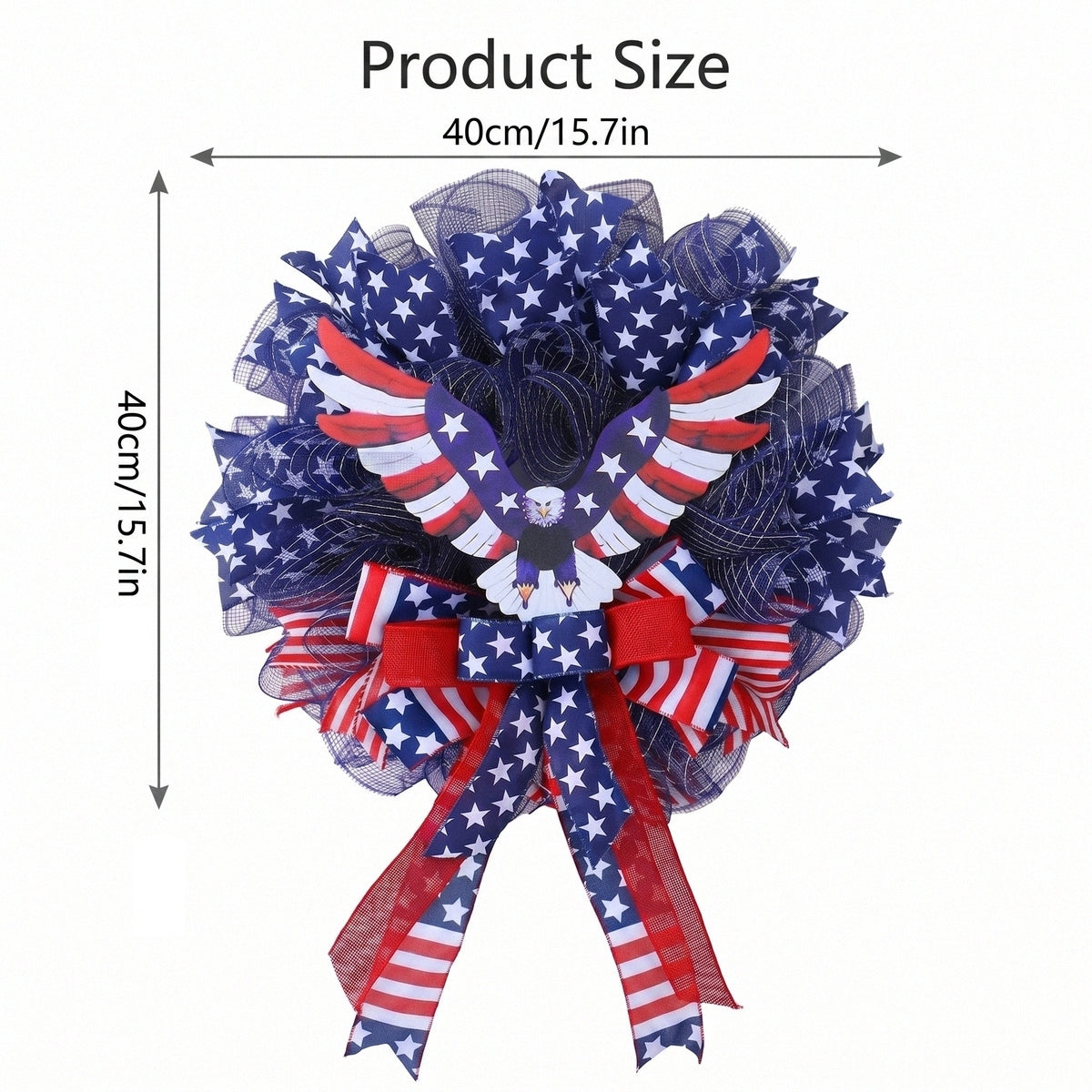 American Patriotic Wreath with Eagle American Flag Mesh Wreath 4th of July Front Door Decor Independence Day Summer Holiday Door Hanging for Home Porch