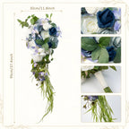 Cascading blue rose bridal bouquet styled for waterfall shape by IPOPU