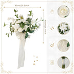 White Artificial Rose Bridal Bouquet | Wedding Toss Bouquet Bride Bridesmaid Flowers