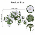 Artificial Hanging Flowers Plants with Basket for Outdoors, Artificial Petunias UV Resistant Petunias Fake Flowers for Outdoor Garden Porch Balcony Decoration