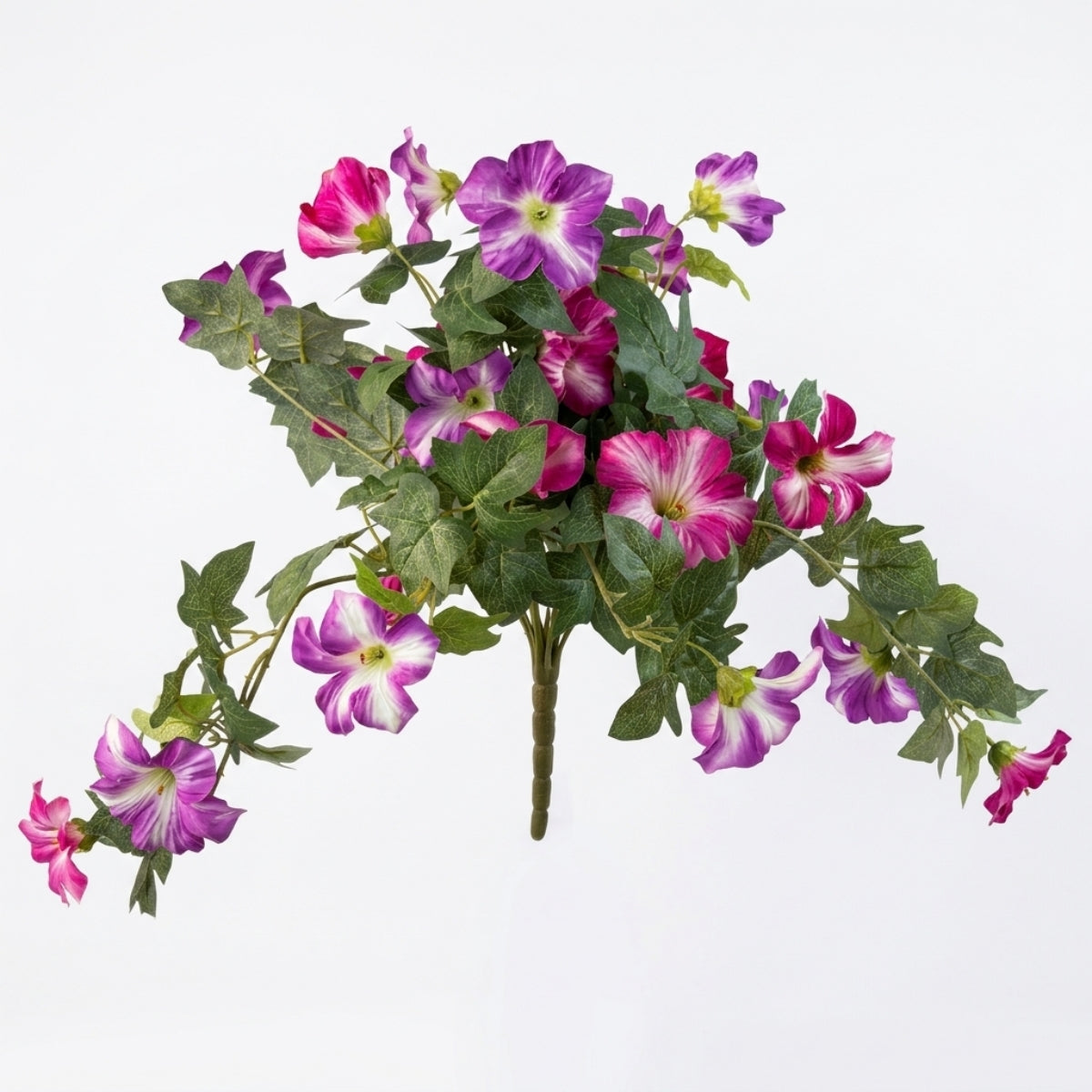 Artificial Hanging Flowers Plants with Basket for Outdoors, Artificial Petunias UV Resistant Petunias Fake Flowers for Outdoor Garden Porch Balcony Decoration