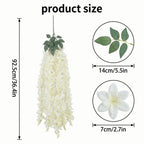 Wisteria hanging flowers 2pcs beige faux vine garland for wedding backdrop home wall decor