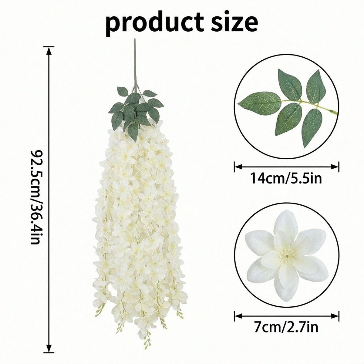 Wisteria hanging flowers 2pcs beige faux vine garland for wedding backdrop home wall decor