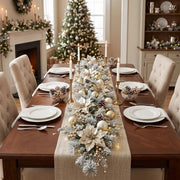 Christmas Garland with Silver & White Ornaments, Pine Cones & Bow – 5.9ft