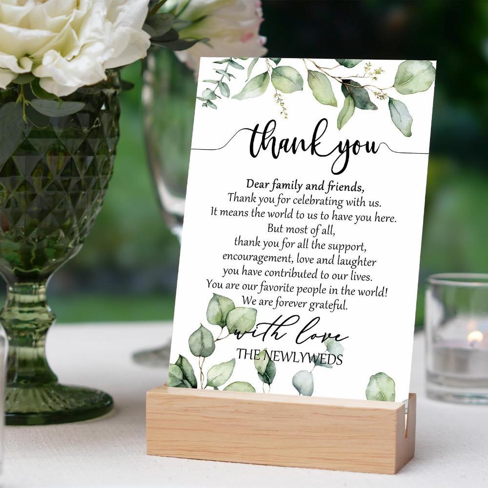 Greenery Wedding Thank You Place Cards Set of 100 | Reception Rehearsal Dinner Bridal Shower & Party