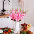 Faux Butterfly Orchid Real Touch Silk Flowers 10 Blooms Double Branch | Wedding Home Decor & Gift in White Pink Blue