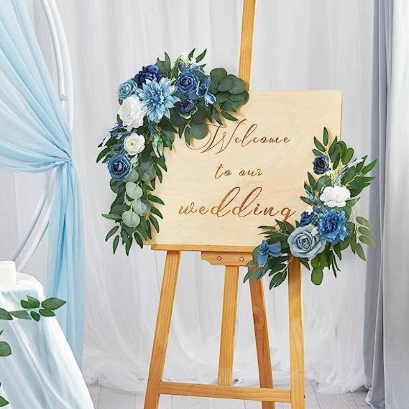 Artificial Flowers for Wedding Welcome Sign & Arch | Ceremony Backdrop Party Decor in Orange Blue Purple Pink White