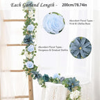 Blue Artificial Rose Table Floral Garland | Wedding Reception Anniversary Centerpiece & Home Decor