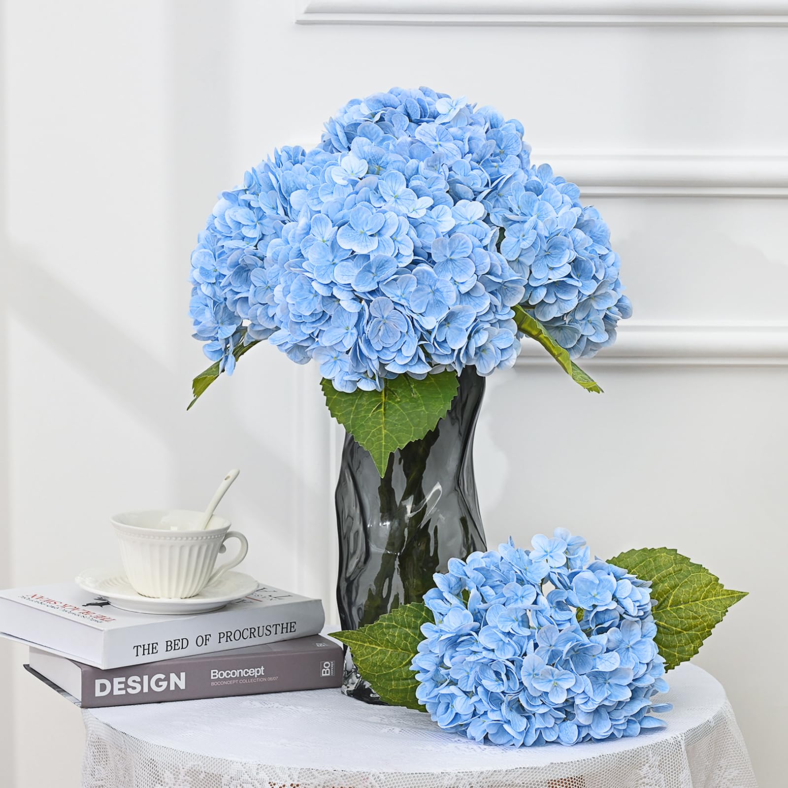Hydrangea Artificial Flowers 4pcs 17 inch | Home Decor Wedding Party Centerpiece & Holiday Arrangement in Orange Purple Blue Pink White
