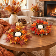 Fall Pumpkin & Berry Candle Rings – 4-Piece Set