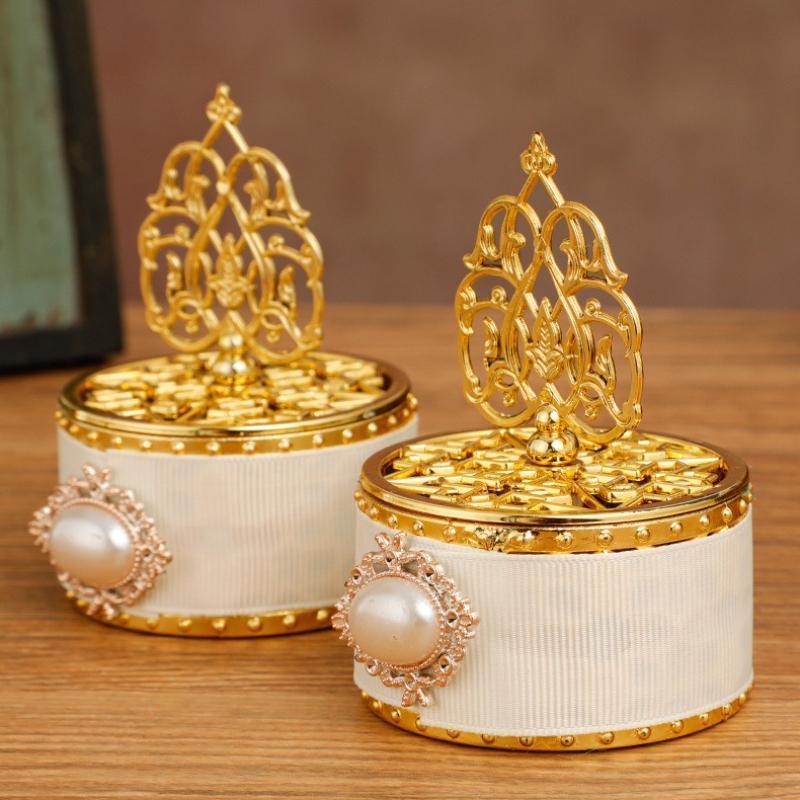 Wedding Favor Boxes with Lid Set of 12 | Gold Candy Chocolate Gift Boxes for Wedding Baby Shower Anniversary & Party