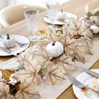 Fall garland with maple leaves pumpkins & berries arranged for thanksgiving autumn by IPOPU