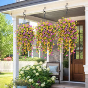 Artificial Hanging Petunia Bush – Pink & Yellow, Set of 4, 36x70cm