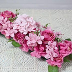 Faux Rose Flower Row Arrangements | Realistic Silk Flowers for Wedding Table Centerpiece & Reception in 4 Colors