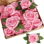 Bulk Roses with Leaves and Stems 20pcs | DIY Wedding Bouquet Centerpiece Wreath Garland & Party Decor in 10 Colors