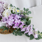 Cascading rose bridal bouquet purple & ivory styled for wedding ceremony by IPOPU