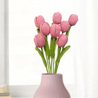 Artificial Tulips Gifts Crochet Tulips Bouquet Completed Handmade Tulips Bouquet for Home Decoration Gift Cotton Decorative Ornaments