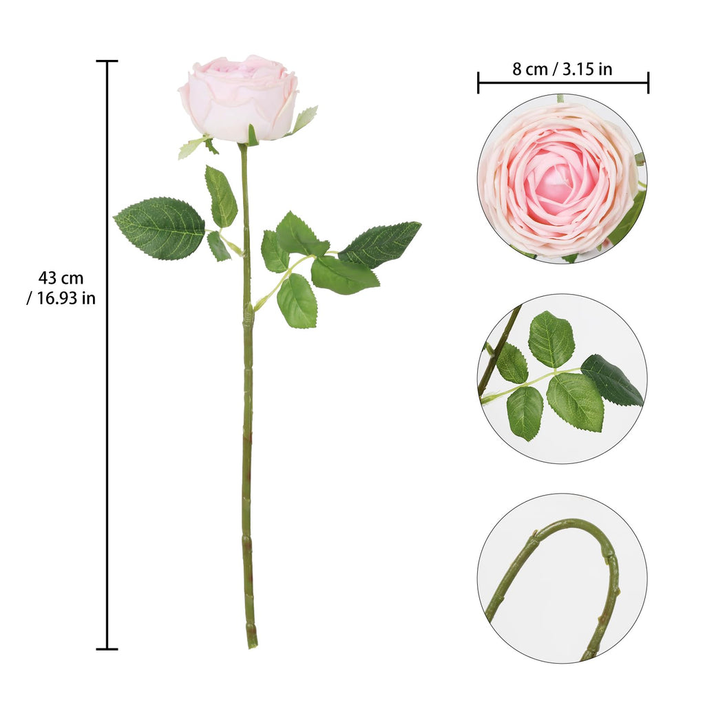 Real Touch Fuchsia Rose Stems 5pcs | Wedding Bouquet Centerpiece Home Decor in White Pink Dark Pink Beige Light Pink