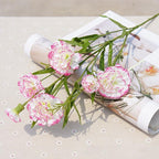 Artificial Carnation Flowers with Stems 2pcs | Wedding Home Table Centerpiece & Floral Arrangement in White Yellow Red Pink 6 Colors