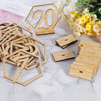 Hexagon Wooden Table Numbers 1-20 with Holder Base | Rustic Wedding Reception Decor