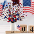 Red White & Blue Patriotic Floral Stems Set of 2 | 4th of July Memorial Day Party Table Centerpiece & Home Decor