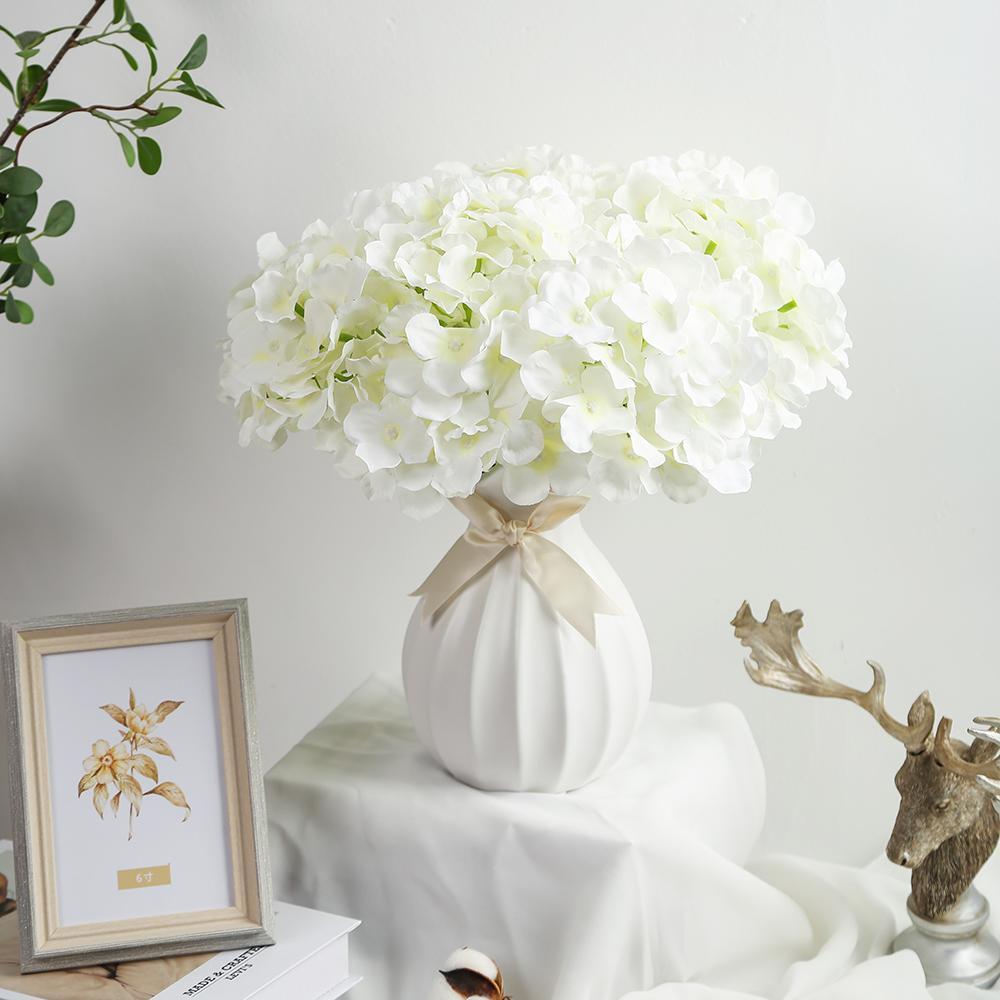 Real Touch Faux Hydrangea Flowers with Stems 10pcs | Wedding Home Party Easter & Graduation Decor in Beige White Pink Blue 8 Colors