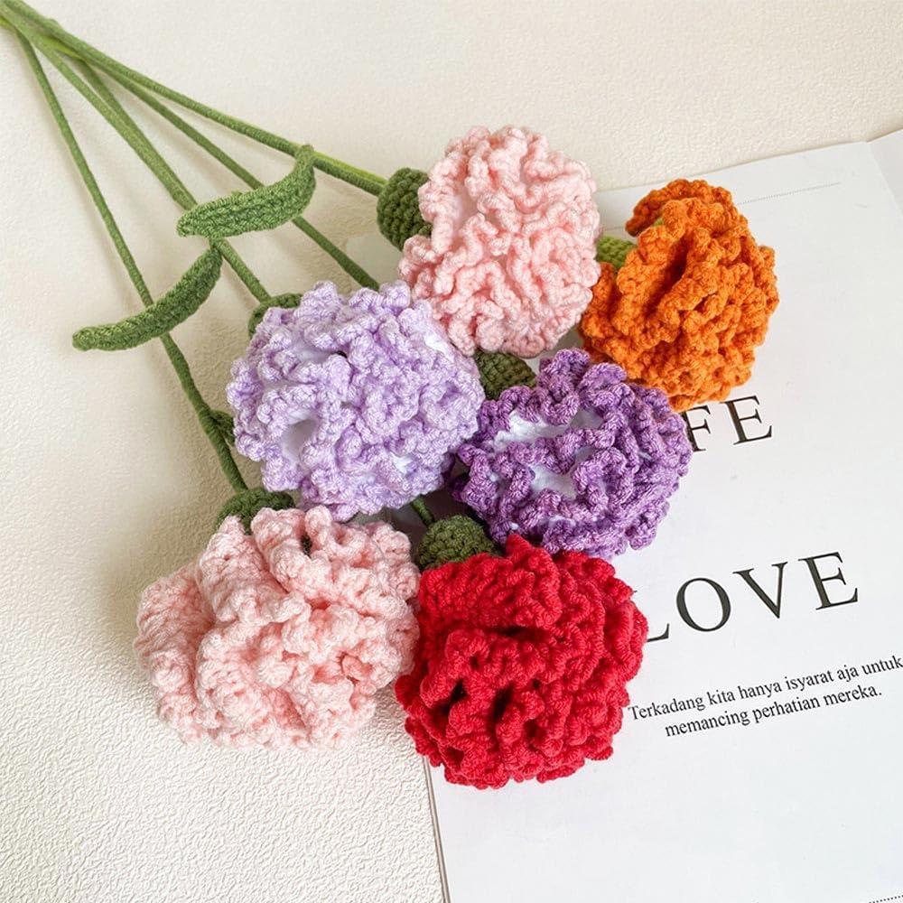 Collection of handmade gradient crochet knitted flowers 6pcs for bouquet for wedding by IPOPU