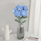 Handmade Crochet Carnation Flowers 6pcs 16.9 inch Bendable Stem | Vase Table Home Decor & Gift in Red Pink White Blue Peach Pink